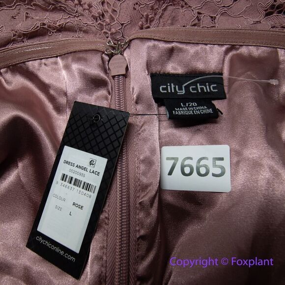 New! City Chic Women's Plus Size Angel Lace‎ Dress Rose, size 20 - Picture 14 of 16